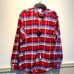 NWT Brooks Brothers 100% supima cotton Regent plaid shirt. Size large